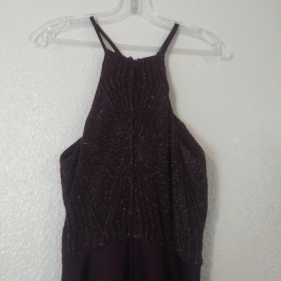 Xtraordinary women's size 9 plum metallic haltar dress - Picture 6 of 15
